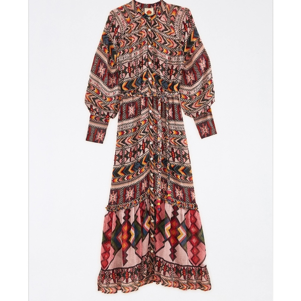 Farm Rio Blouson-Sleeve Belted Maxi Dress - Picture 2 of 15
